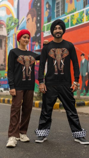 Unisex Breathable Sweatshirt - Indian Heritage  - Dark Series-Gajaraj-III