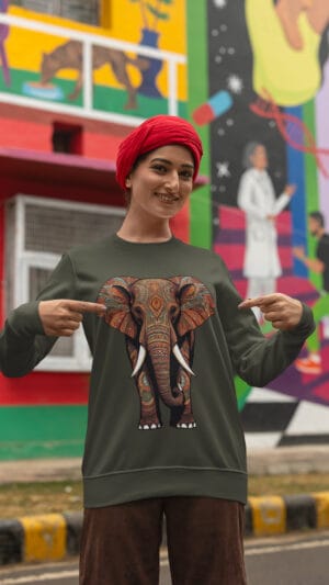 Unisex Breathable Sweatshirt - Indian Heritage  - Dark Series-Gajaraj-III