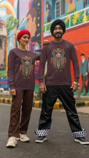 Unisex Breathable Sweatshirt - Indian Heritage  - Dark Series-Ullu-I