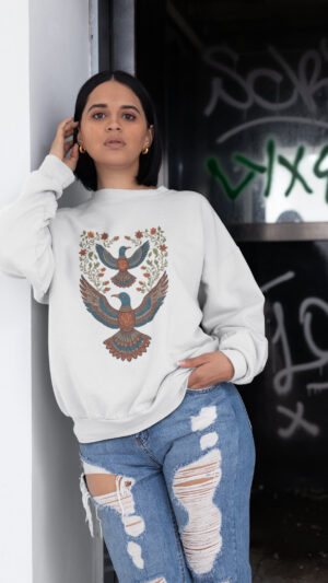 Unisex Breathable Sweatshirt - Indian Heritage  - Dark Series- Pakshi