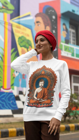 Unisex Breathable Sweatshirt - Indian Heritage  - Dark Series-Buddha