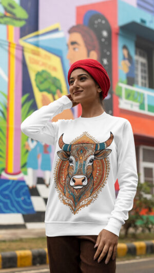 Unisex Breathable Sweatshirt - Indian Heritage  - Dark Series-Nandi
