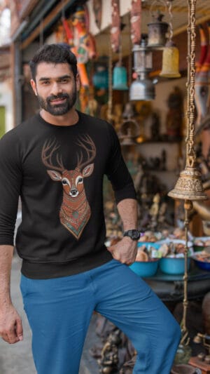 Unisex Breathable Sweatshirt - Indian Heritage  - Dark Series- Hiran