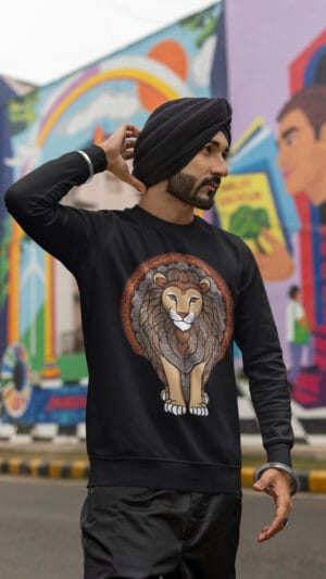 Unisex Breathable Sweatshirt - Indian Heritage  - Dark Series-Singham-II