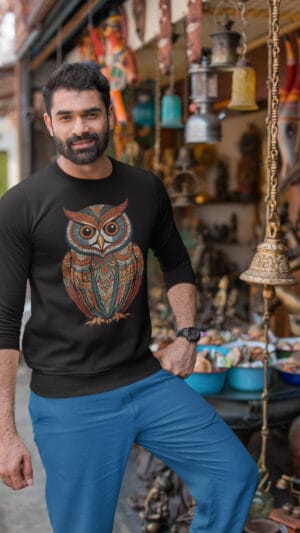 Unisex Breathable Sweatshirt - Indian Heritage  - Dark Series-Ullu-I