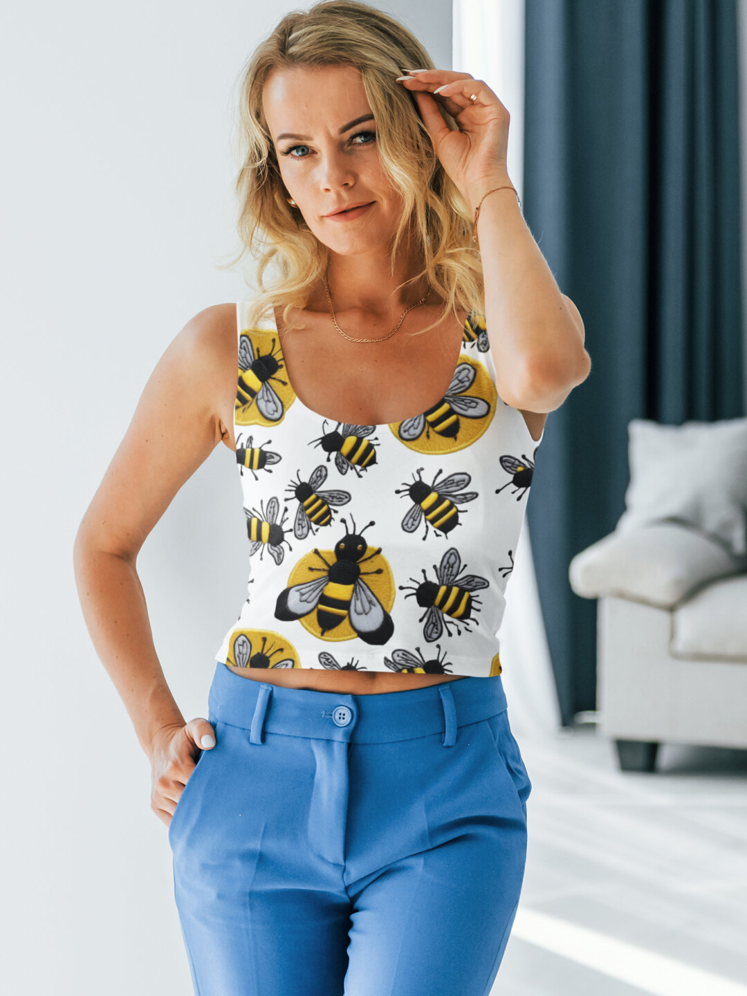 boho bee crop top