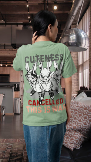 Unisex Graphic T-Shirt,three bunnies graphic print black unisex cotton t-shirt front