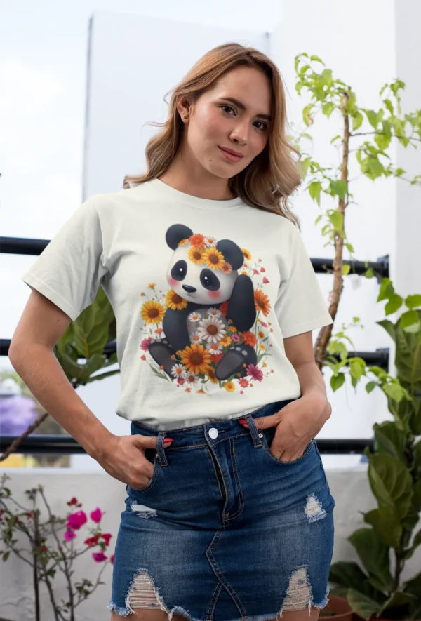 Premium T-Shirts for Women - Cute Panda Series - Panda Says Hi | FORTEEFIED™