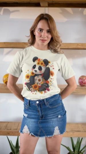 Premium T-Shirts for Women - Cute Panda Series - Panda Says Hi | FORTEEFIED™