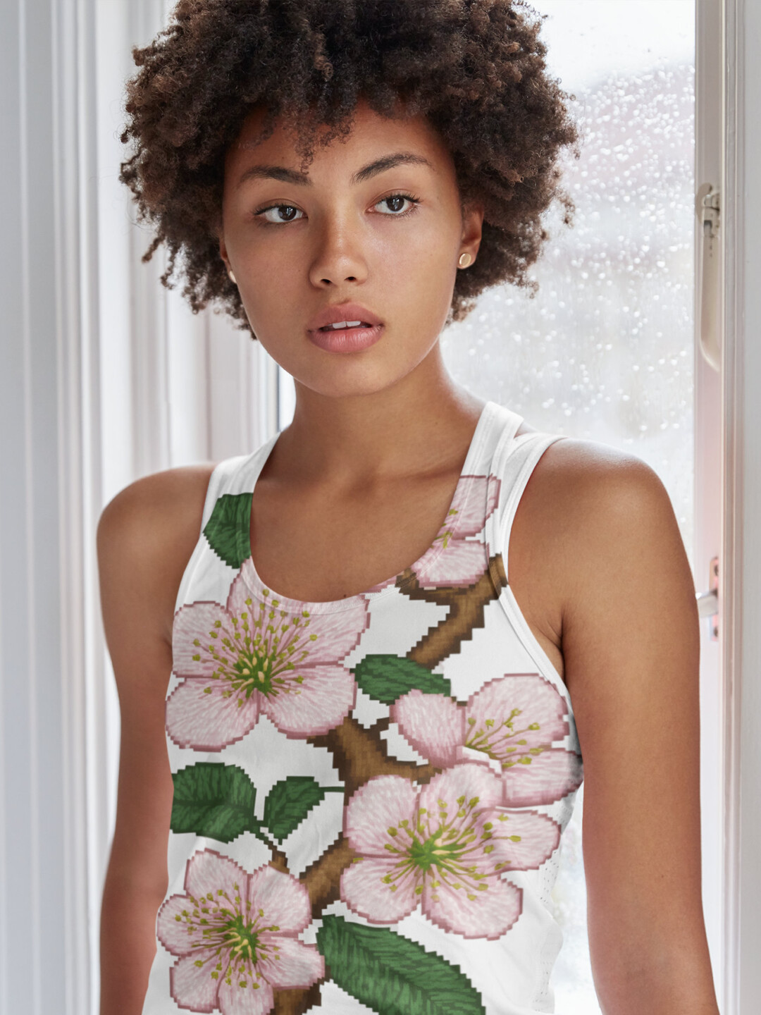 Boho Sakura Pixel Crop Top