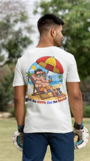 Everyday Men's T-Shirt - Ganesh Chaturthi Series- Ganesha @ The Beach | FORTEEFIED™
