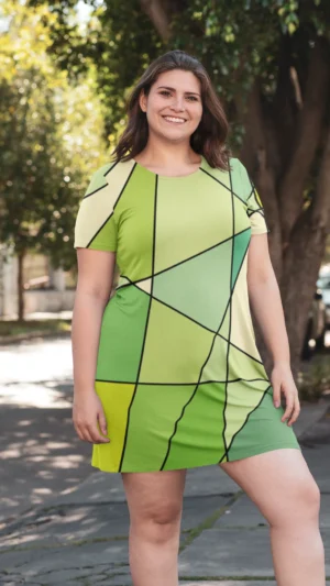 Form Fitting Shift Dresses-Women's OuterWear- Lime Lines | FORTEEFIED™